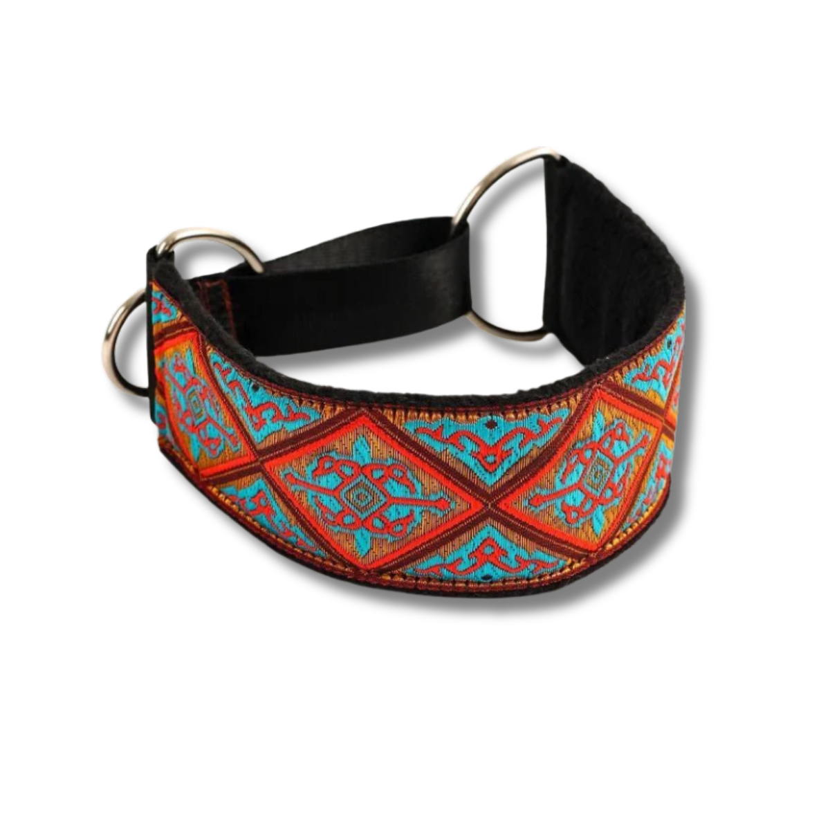 Collier confortable lévrier en toile avec motifs colorés et doublure douce pour un confort optimal