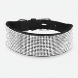 Collier strass pour chien avec une finition scintillante et un ajustement confortable en cuir noir