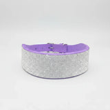 Collier strass pour chien en cuir violet avec un design scintillant et élégant