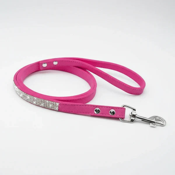 Laisse rose avec strass pour chien, élégante et confortable pour les promenades avec styles