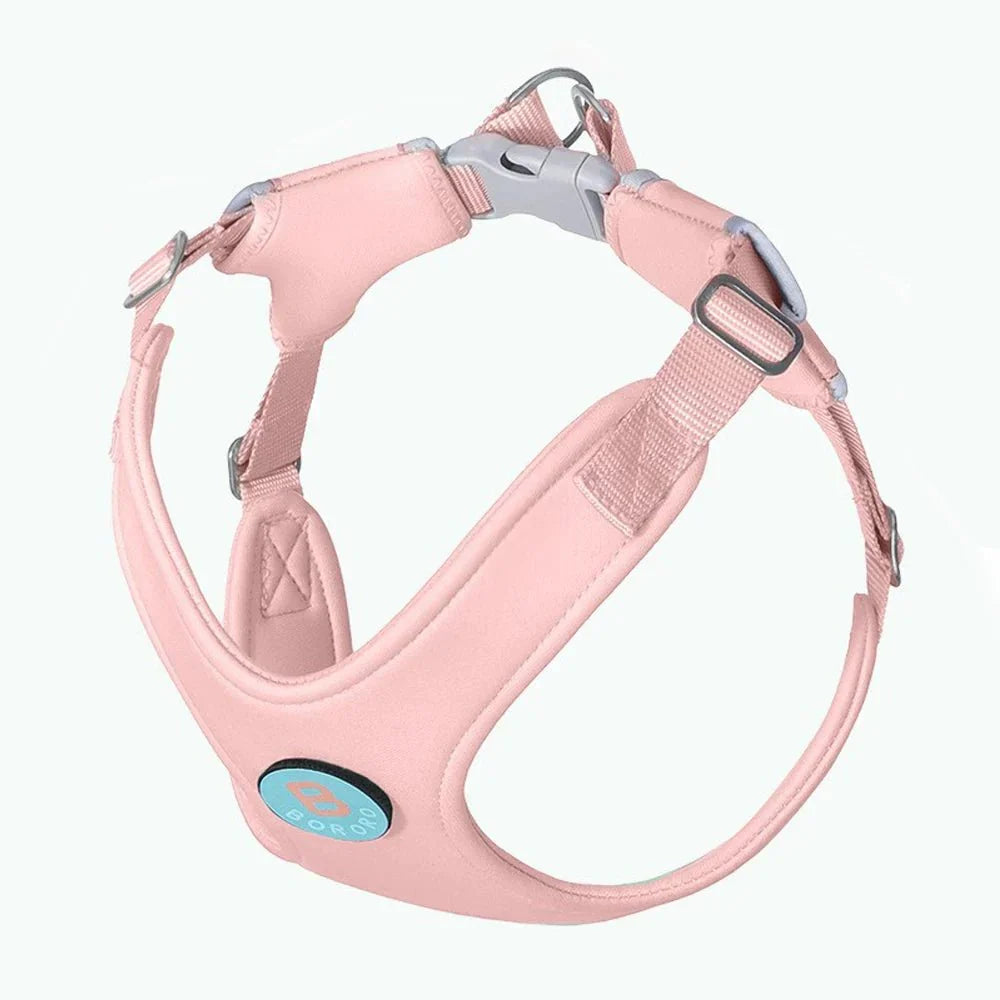 ensemble harnais et laisse rose pour chien confortable et réglable par Oscar et Plume