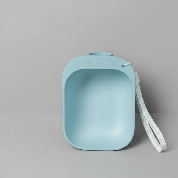 Gamelle chien visser bouteille bleue claire avec sangle pour transporter facilement l'eau en promenade