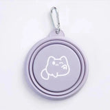 Gamelle légère portable pliable couleur violette avec dessin de chat et mousqueton Oscar et Plume