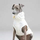 Imperméable pour lévrier et Whippet en couleur crème avec capuche et fermeture éclair