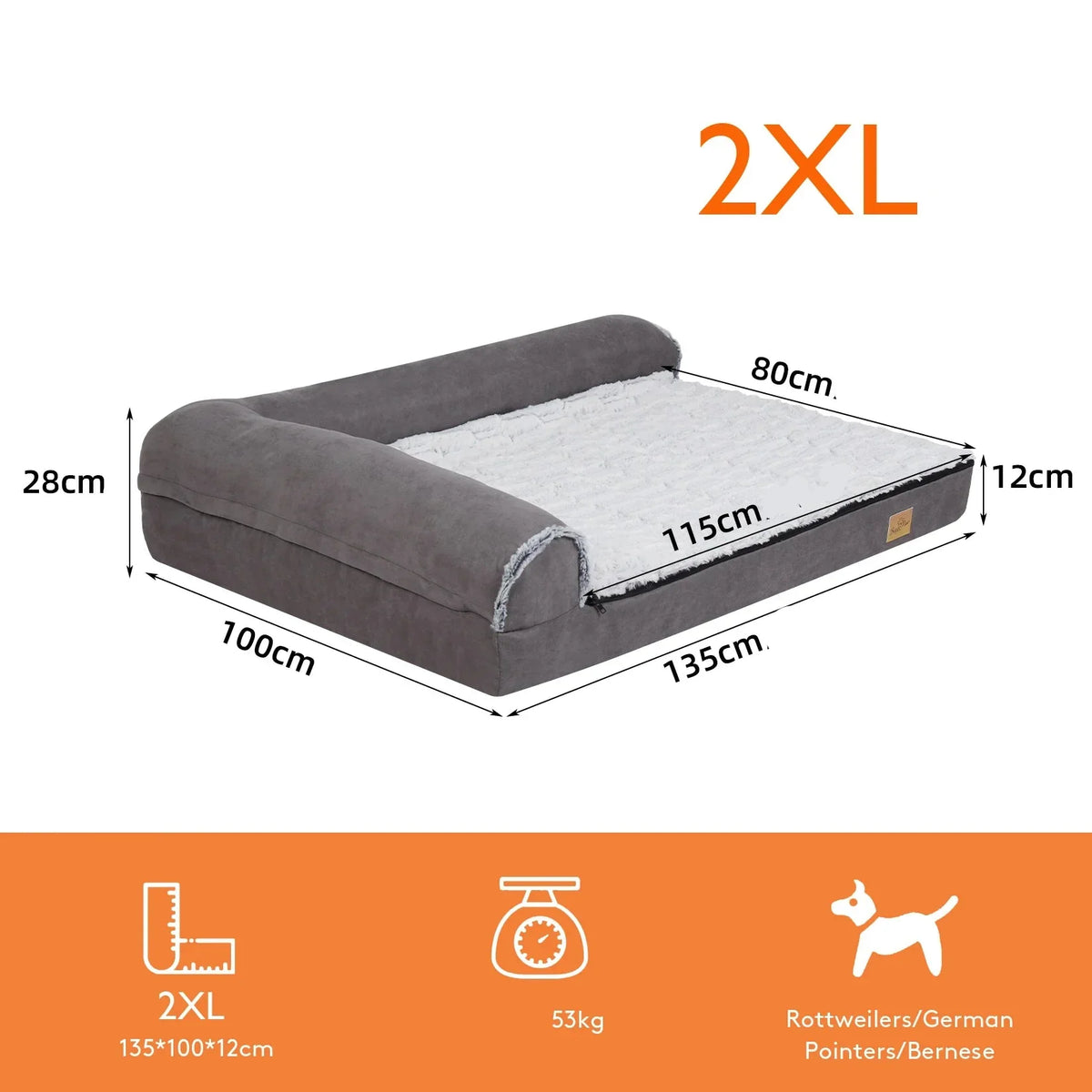 Lit pour chien mémoire de forme de 2XL avec confort optimal pour les grands chiens