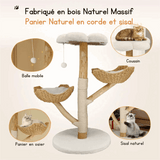 Arbre à chat griffoir en bois massif avec sisal