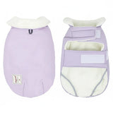 Manteau imperméable pour chien Oscar et Plume en violet avec doublure douce et fermetures ajustables