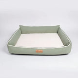 Panier chien confortable vert olive avec coussin doux et bordures rembourrées par Oscar et Plume