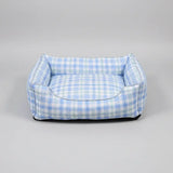 Panier pour chien et chat en motif carreaux bleus, confortable et douillet pour vos animaux de compagnie