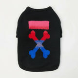 Pull chaud pour chien noir avec motif coloré en forme d'os et un design stylé