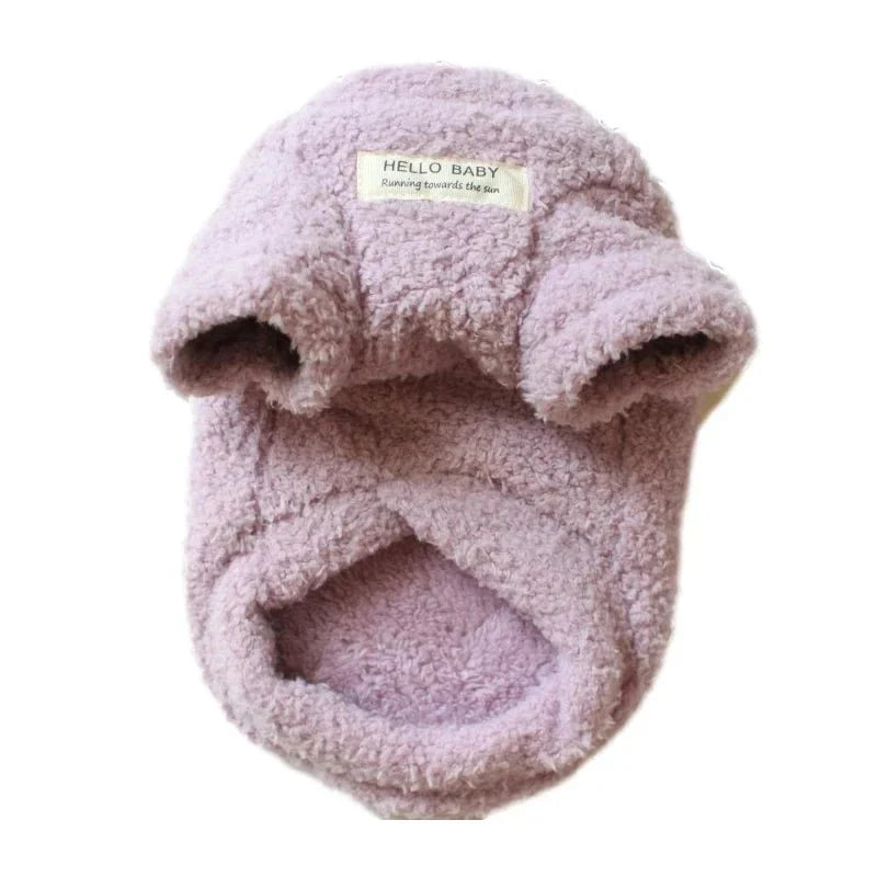 Pull chaud pour chien en tissu pelucheux rose par Oscar et Plume pour garder au chaud