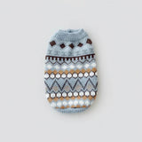 Pull chaud pour chien tricoté à motifs géométriques gris blanc et marron d'Oscar et Plume