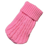 Pull pour petit chien rose en maille torsadée avec col roulé pour garder au chaud