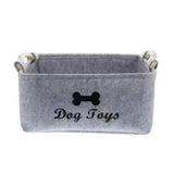 Panier rangement jouets pour chien et chat gris avec poignées en corde par Oscar et Plume