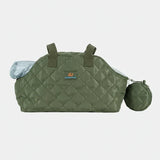 Sac imperméable chien chat vert olive matelassé avec pochette et filet de sortie pour animaux