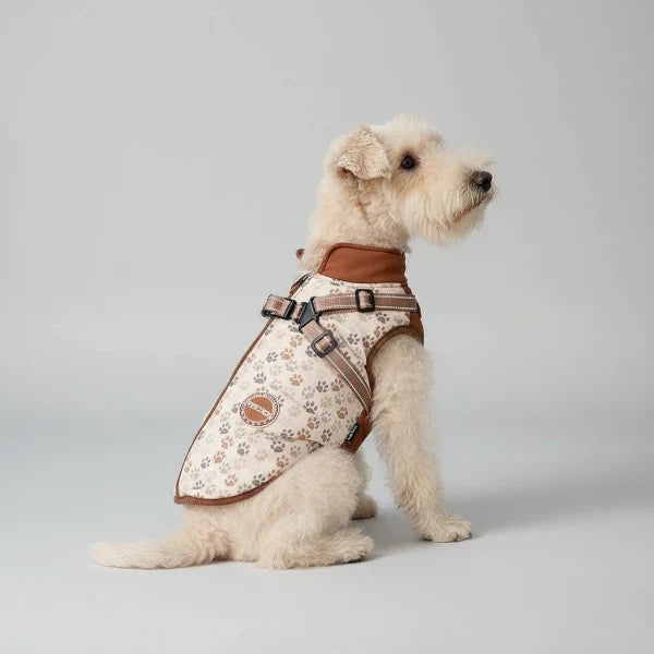Veste Imperméable Doublée Polaire Avec Harnais Intégré Pour Chien